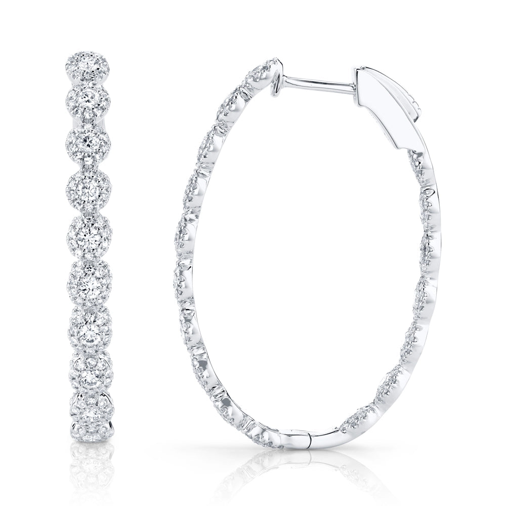2.05CT 14K W/G DIAMOND OVAL HOOP EARRING