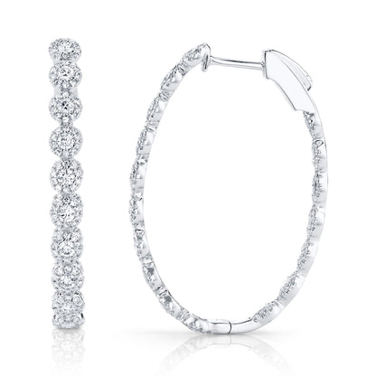 2.05CT 14K W/G DIAMOND OVAL HOOP EARRING