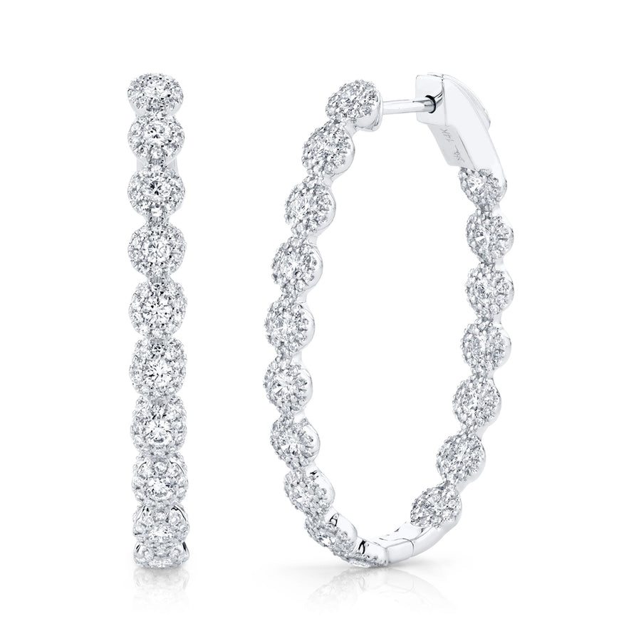 2.05CT 14K W/G DIAMOND OVAL HOOP EARRING