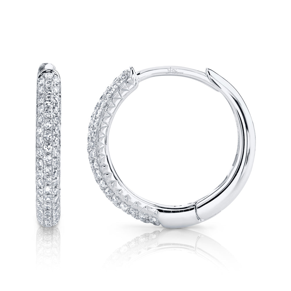 0.21CT 14K W/G DIAMOND PAVE HOOP EARRING