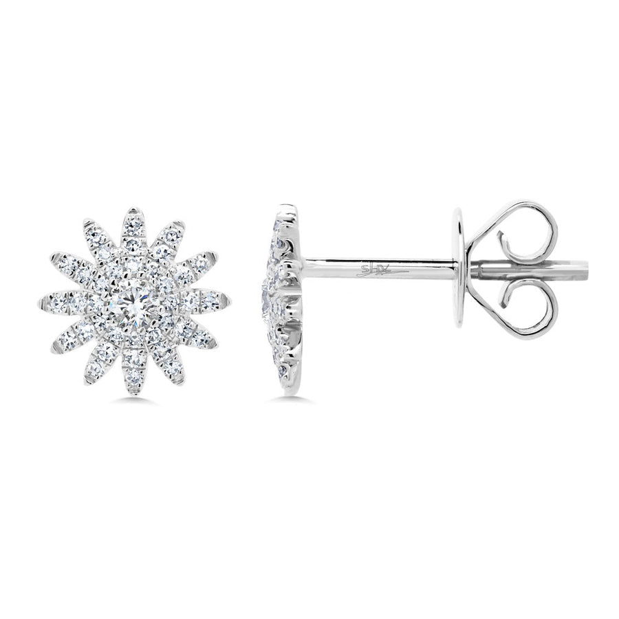 0.24CT 14K W/G DIAMOND STARBURST STUD EARRING