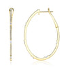 0.44CT 14K Y/G DIAMOND BAGUETTE OVAL HOOP EARRING