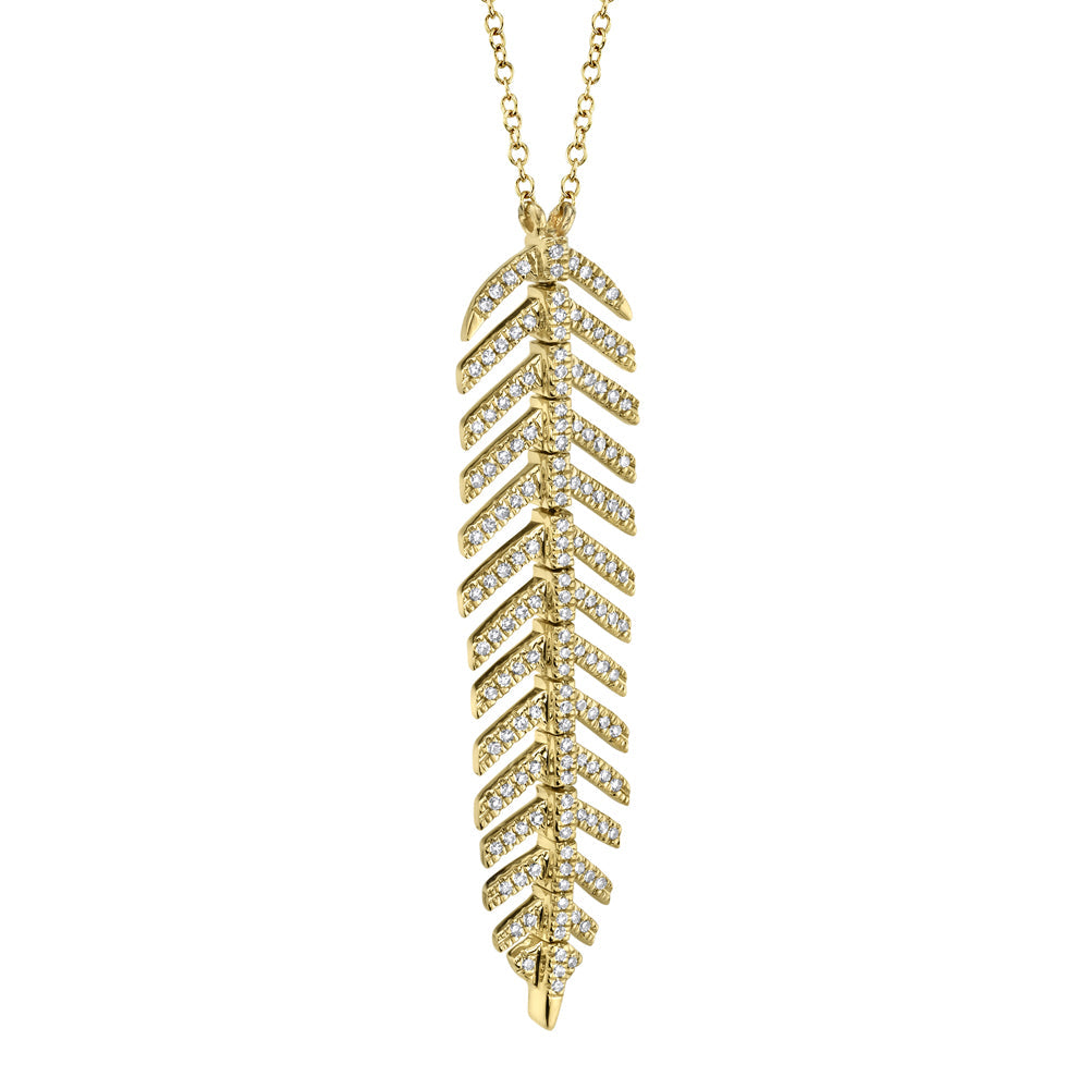 0.29CT 14K Y/G DIAMOND FEATHER NECKLACE