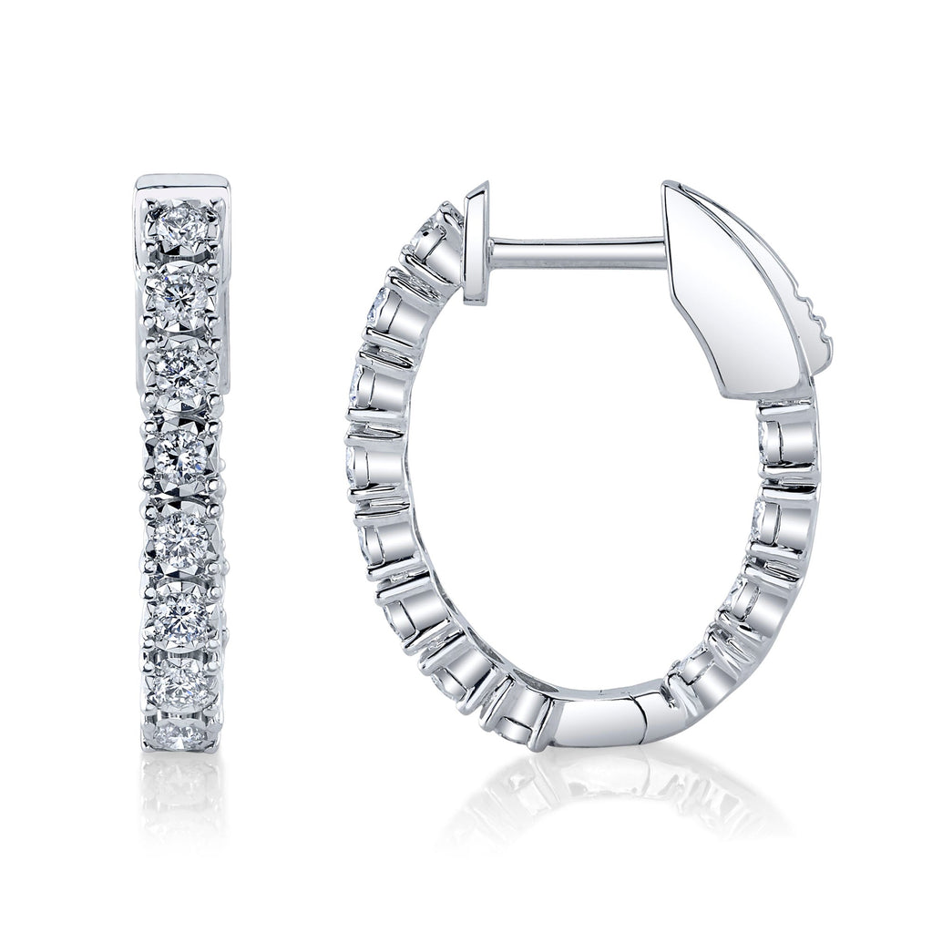 0.47CT 14K W/G DIAMOND OVAL HOOP EARRING