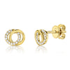 0.09CT 14K Y/G DIAMOND LOVE KNOT CIRCLE STUD EARRING