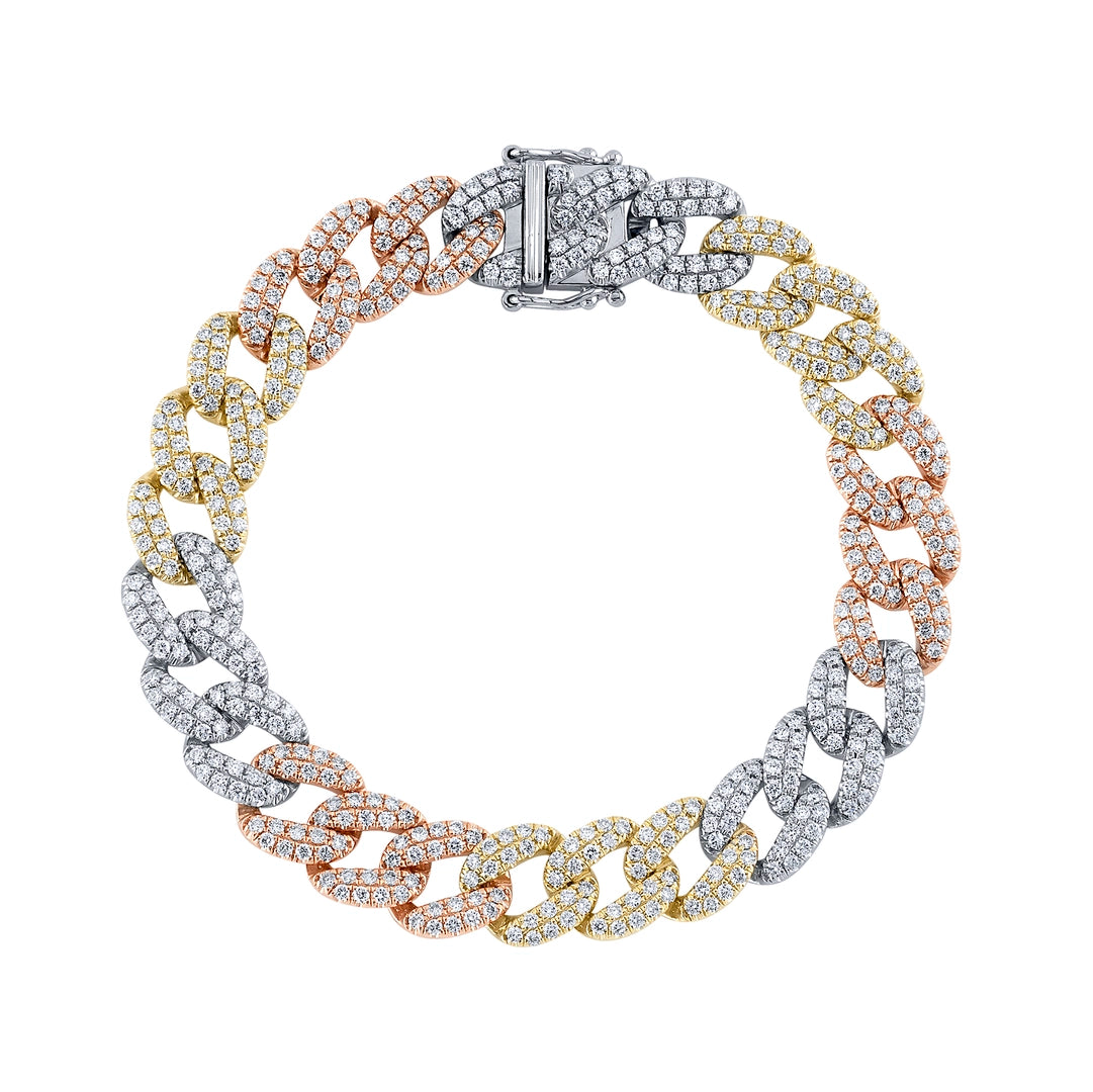 4.36CT 14K3T DIAMOND PAVE LINK BRACELET