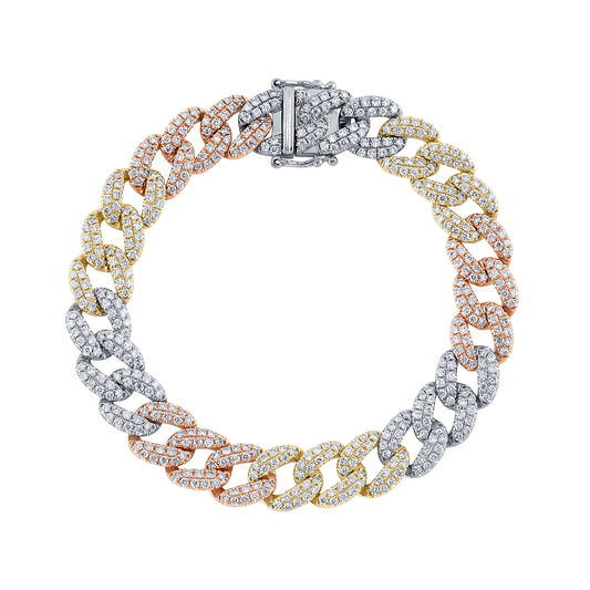 4.36CT 14K3T DIAMOND PAVE LINK BRACELET