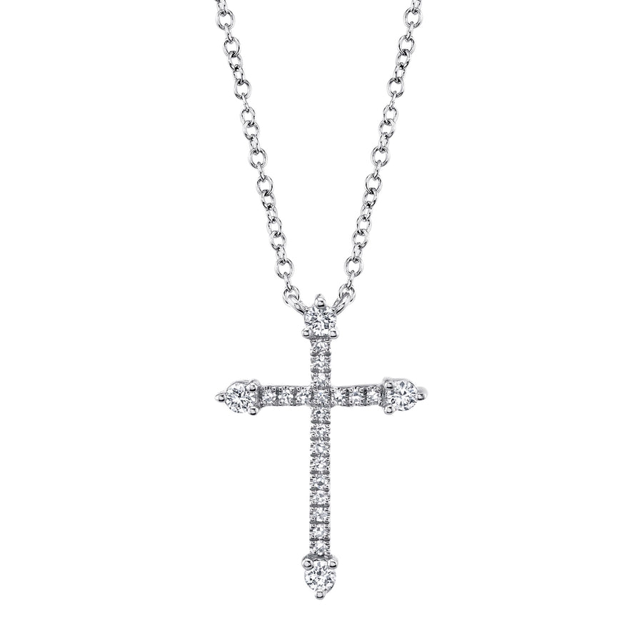 0.17CT 14K W/G DIAMOND CROSS NECKLACE