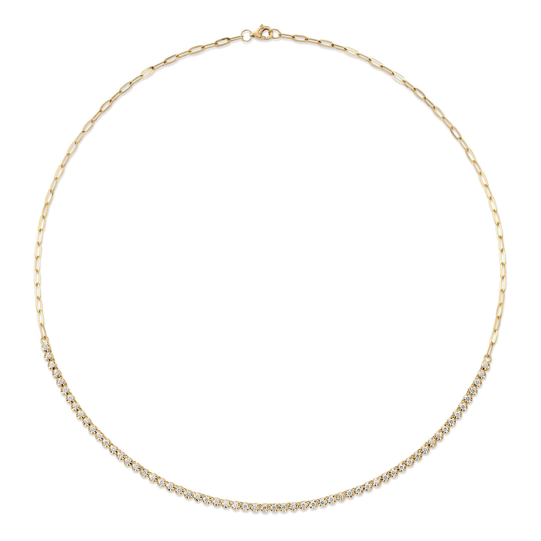 1.13CT 14K Y/G DIAMOND CROWN SETTING PAPER CLIP LINK NECKLACE