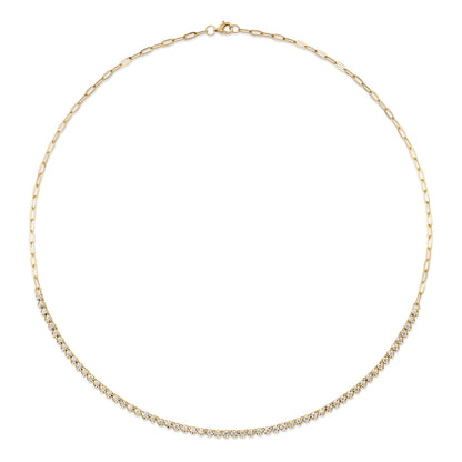 1.13CT 14K Y/G DIAMOND CROWN SETTING PAPER CLIP LINK NECKLACE
