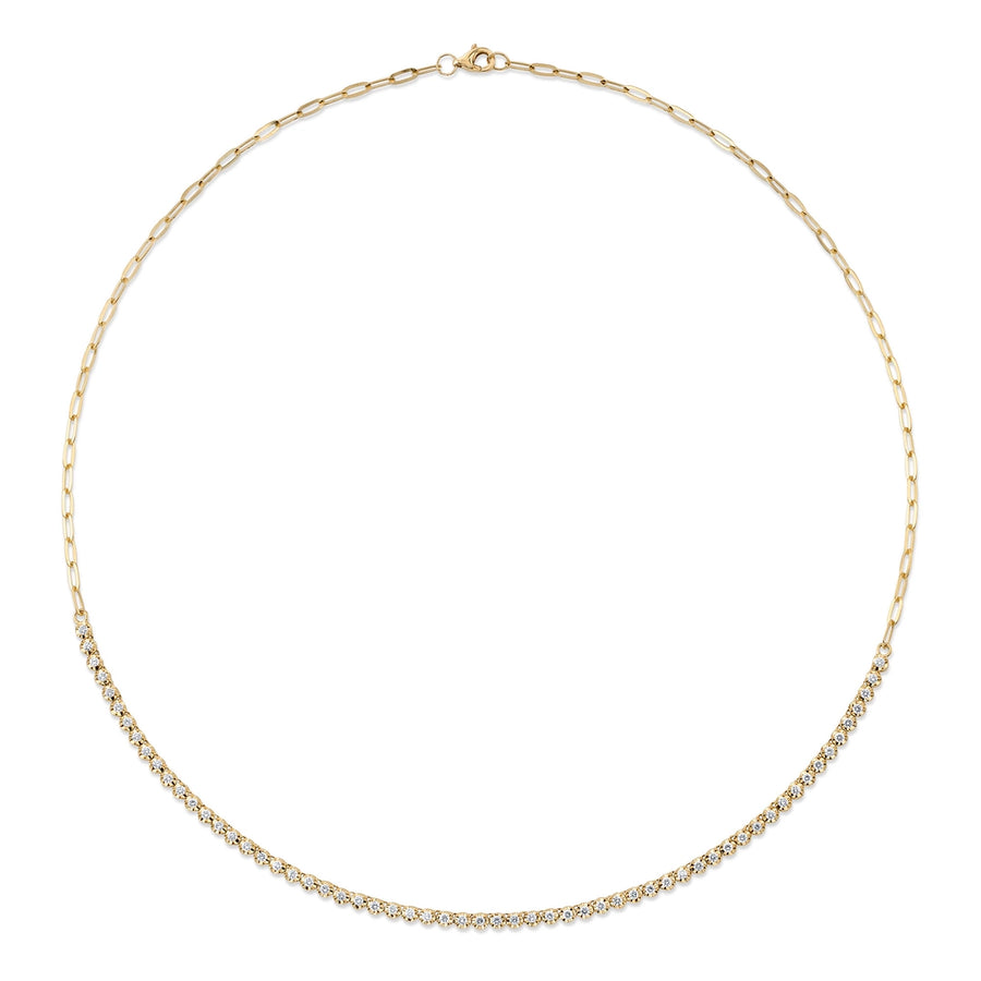 1.13CT 14K Y/G DIAMOND CROWN SETTING PAPER CLIP LINK NECKLACE