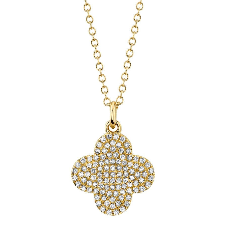 0.23CT 14K Y/G DIAMOND PAVE CLOVER NECKLACE