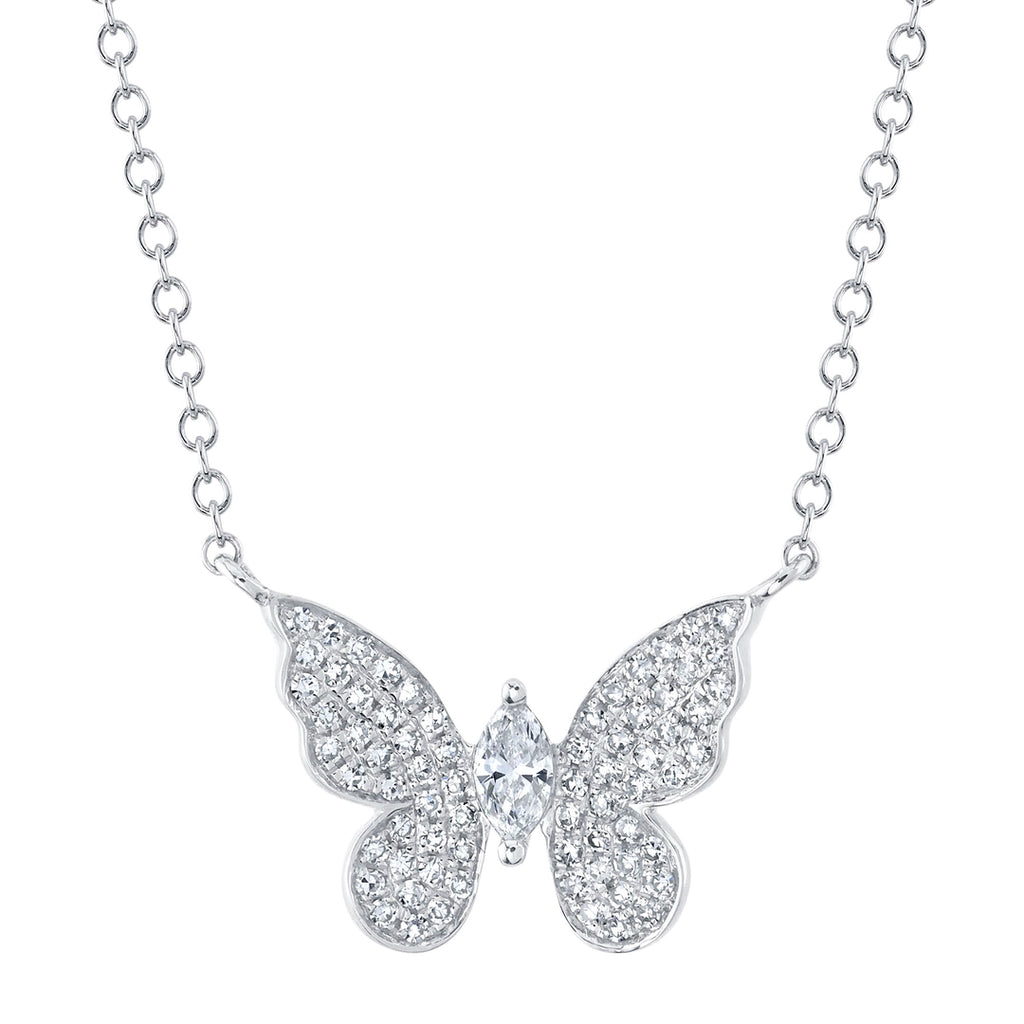0.23CT 14K W/G DIAMOND MARQUISE BUTTERFLY NECKLACE