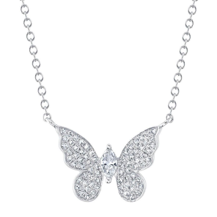 0.23CT 14K W/G DIAMOND MARQUISE BUTTERFLY NECKLACE