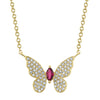 0.16CT DIAMOND & 0.09CT RUBY 14K Y/G MARQUISE BUTTERFLY NECKLACE