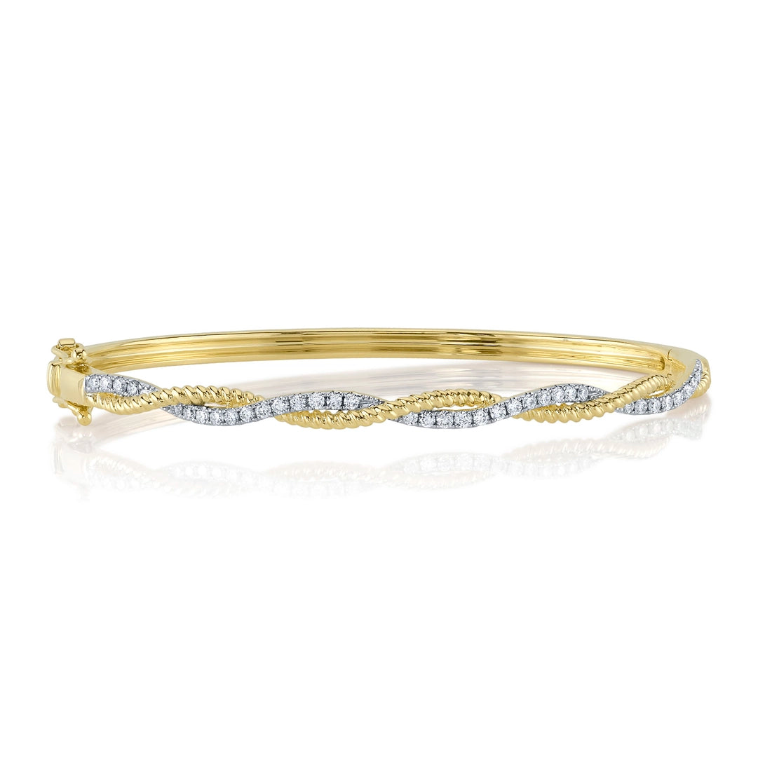 0.53CT 14K Y/G DIAMOND TWISTED BANGLE