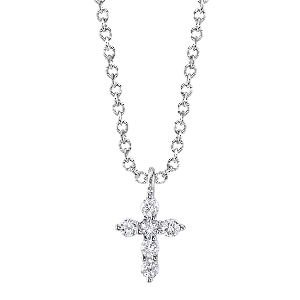 0.10CT 14K W/G DIAMOND CROSS NECKLACE