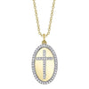 0.16CT 14K Y/G DIAMOND CROSS OVAL NECKLACE