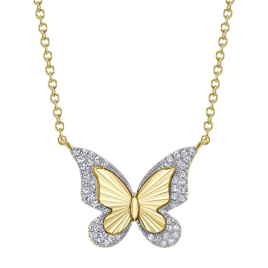 0.10CT 14K Y/G DIAMOND BUTTERFLY NECKLACE