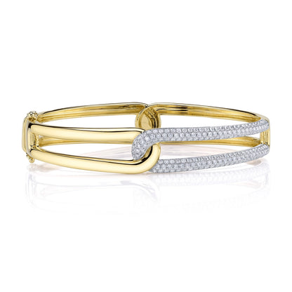 1.45CT 14K Y/G DIAMOND PAVE BANGLE