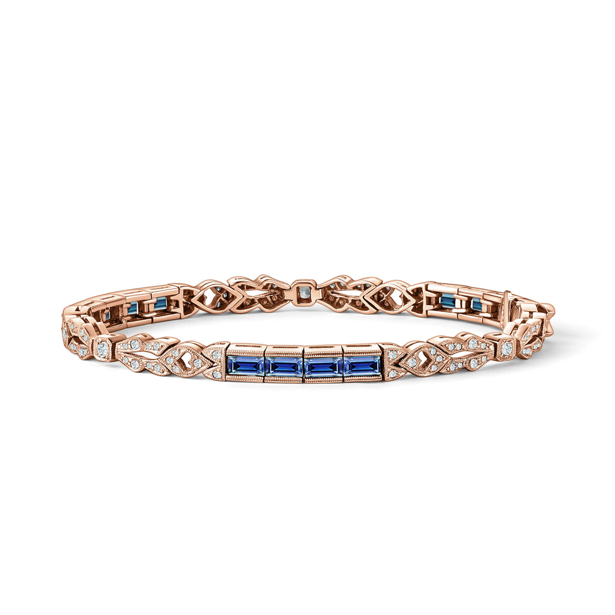 Elegant Sapphire Diamond Milgrain Bracelet