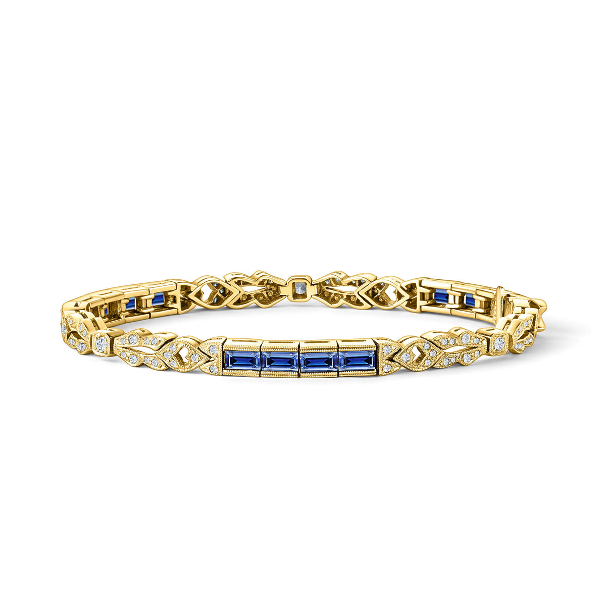 Elegant Sapphire Diamond Milgrain Bracelet