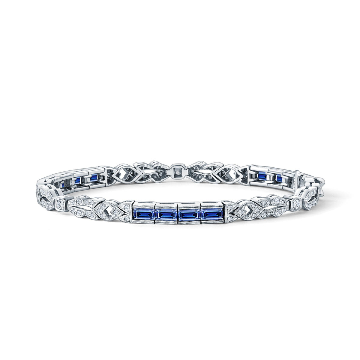 Elegant Sapphire Diamond Milgrain Bracelet