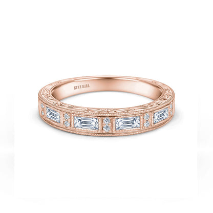 Classic Baguette Engraved Diamond Wedding Band