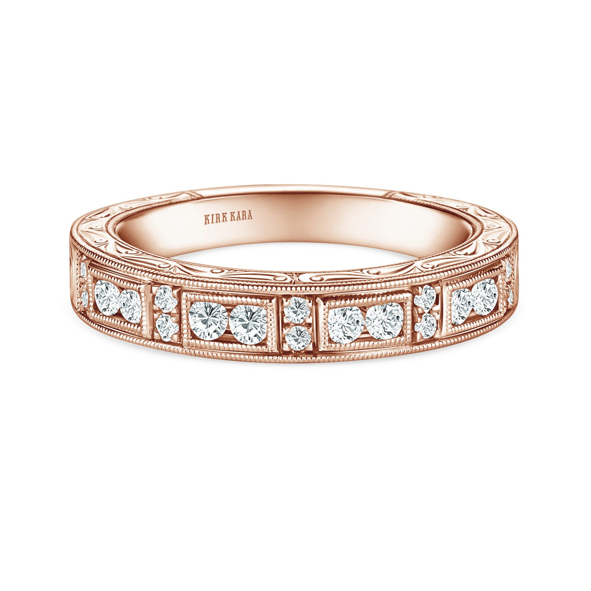 Engraved Milgrain Vintage Diamond Wedding Band