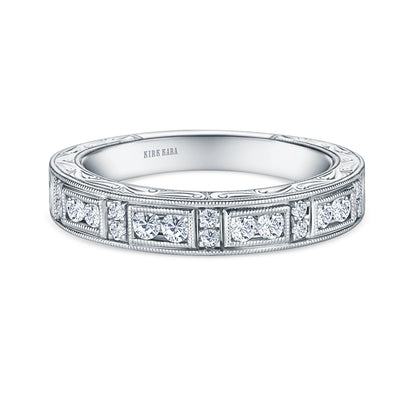 Engraved Milgrain Vintage Diamond Wedding Band