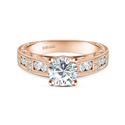 Engraved Milgrain Vintage Diamond Engagement Ring