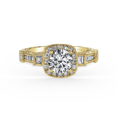 Modern Channel Detailed Diamond Halo Engagement Ring
