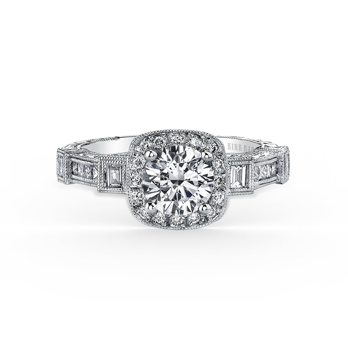 Modern Channel Detailed Diamond Halo Engagement Ring
