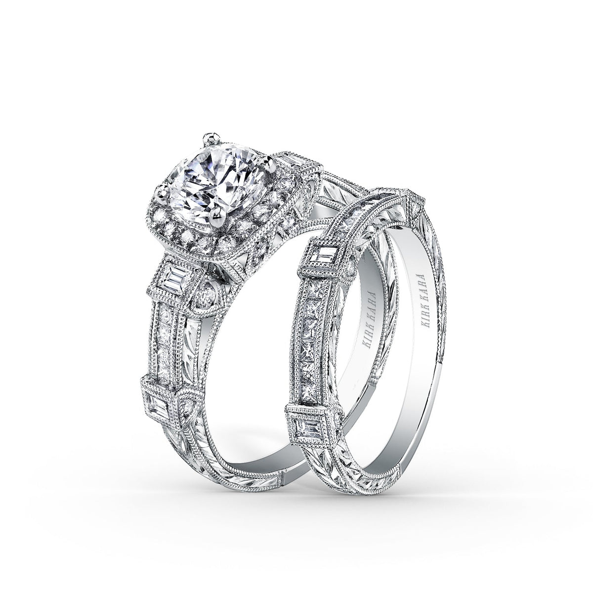 Modern Channel Detailed Diamond Halo Engagement Ring