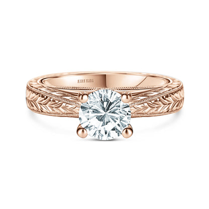 Wheat Engraved Cathedral Solitaire Engagement Ring