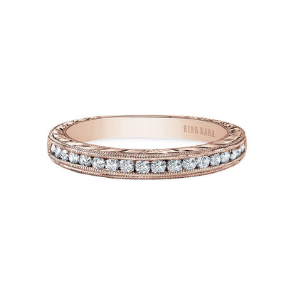 Channel Engraved Milgrain Diamond Wedding Band