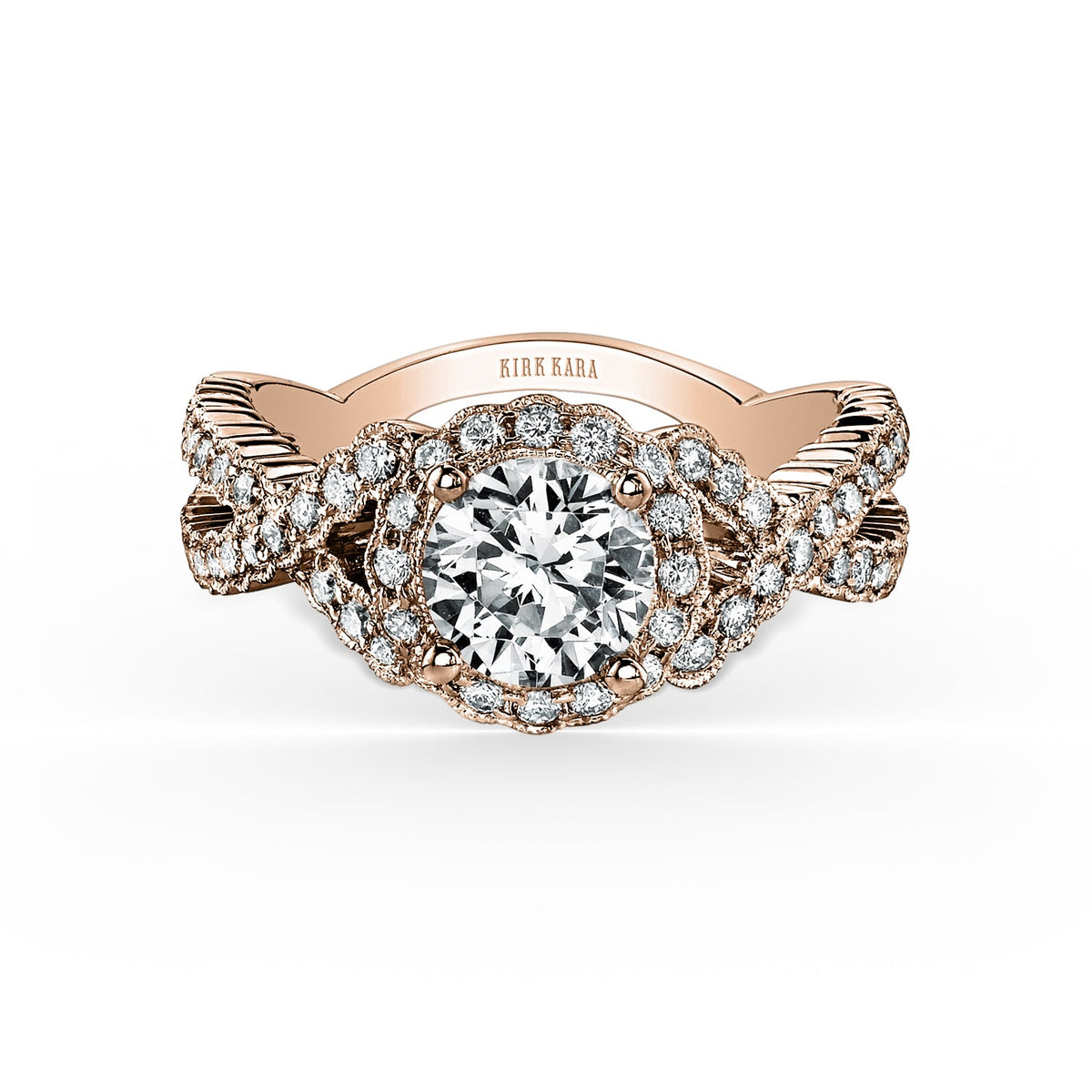 Vintage Halo Split Shank Diamond Engagement Ring