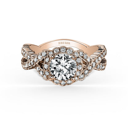 Vintage Halo Split Shank Diamond Engagement Ring