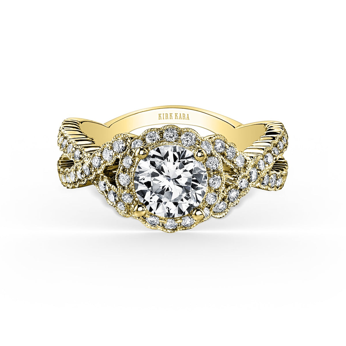 Vintage Halo Split Shank Diamond Engagement Ring
