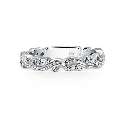 Swirl Milgrain Thin Diamond Wedding Band