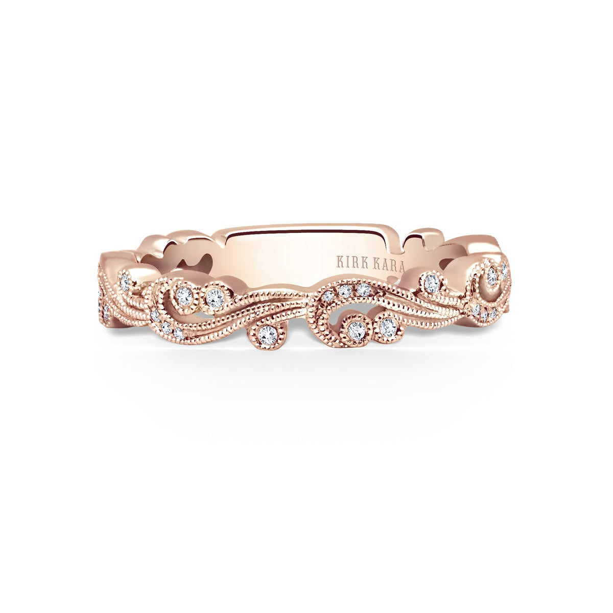 Swirl Milgrain Thin Diamond Wedding Band