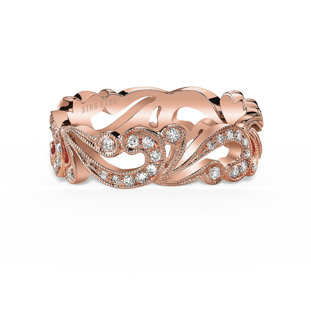 Swirl Milgrain Diamond Wedding Band