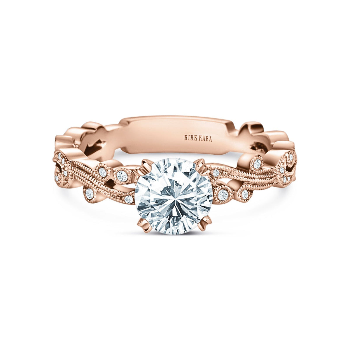 Swirl Milgrain Thin Diamond Engagement Ring
