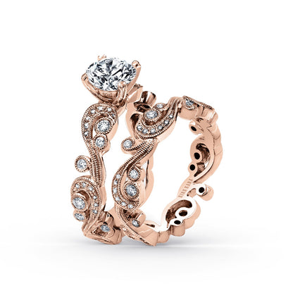 Whimsical Swirl Milgrain Diamond Engagement Ring