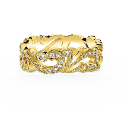 Swirl Milgrain Diamond Wedding Band