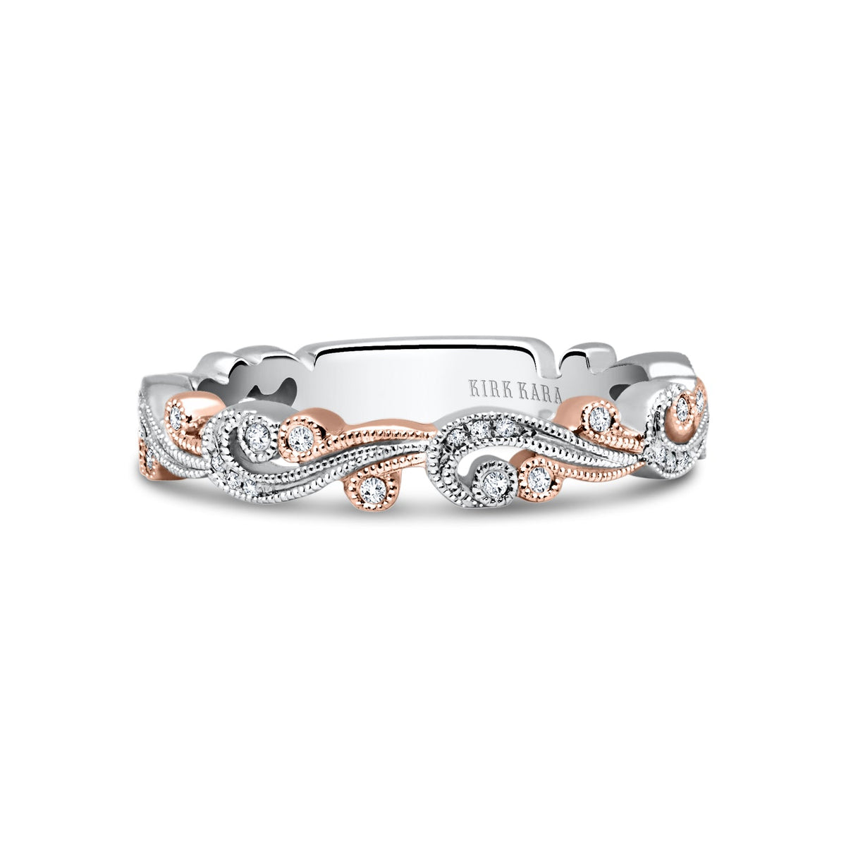 Swirl Milgrain Thin Diamond Wedding Band