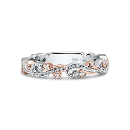 Swirl Milgrain Thin Diamond Wedding Band