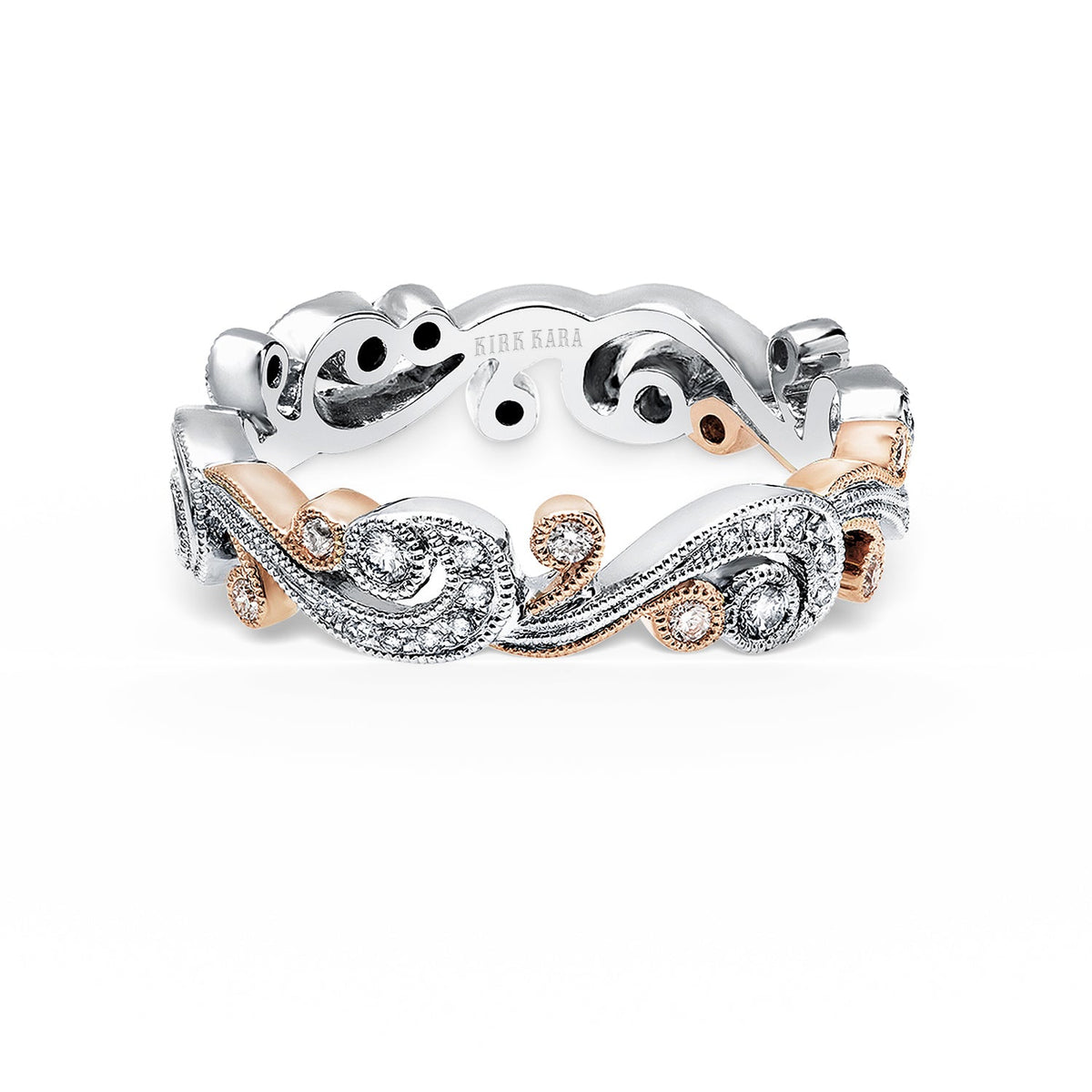 Whimsical Swirl Milgrain Diamond Wedding Band
