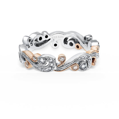 Whimsical Swirl Milgrain Diamond Wedding Band