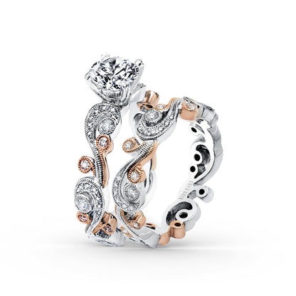 Whimsical Swirl Milgrain Diamond Wedding Band